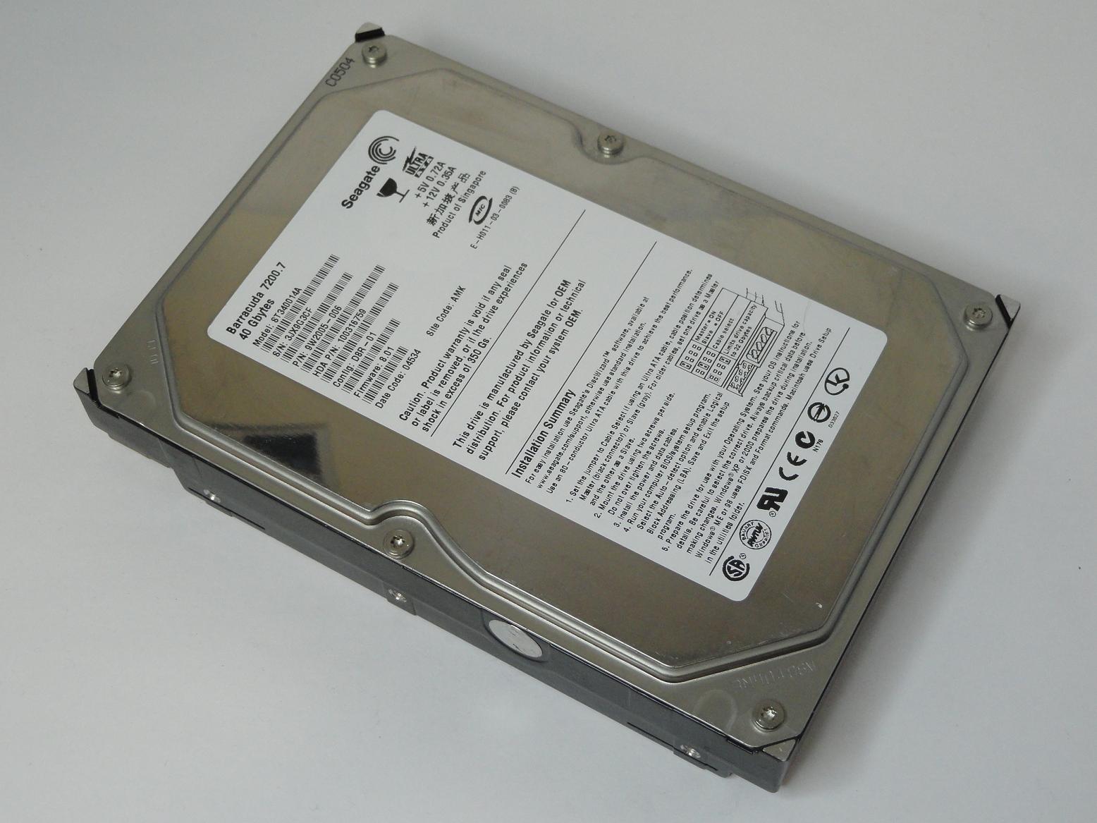 9W2005-006 - Seagate 40GB IDE 7200rpm 3.5in Barracuda 7200.7 HDD - USED