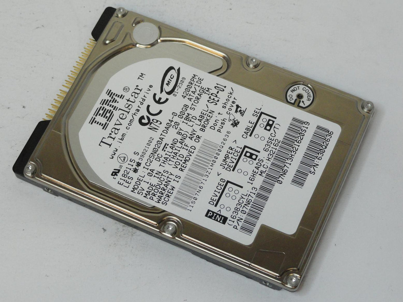 07N6713 - IBM 20GB IDE 4200rpm 2.5in Travelstar HDD - Refurbished
