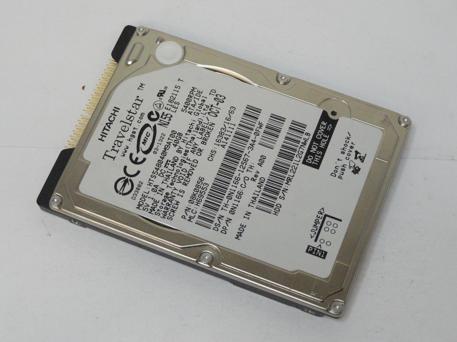 08K0856 - Hitachi Dell 40GB IDE 5400rpm 2.5in Travelstar HDD - USED