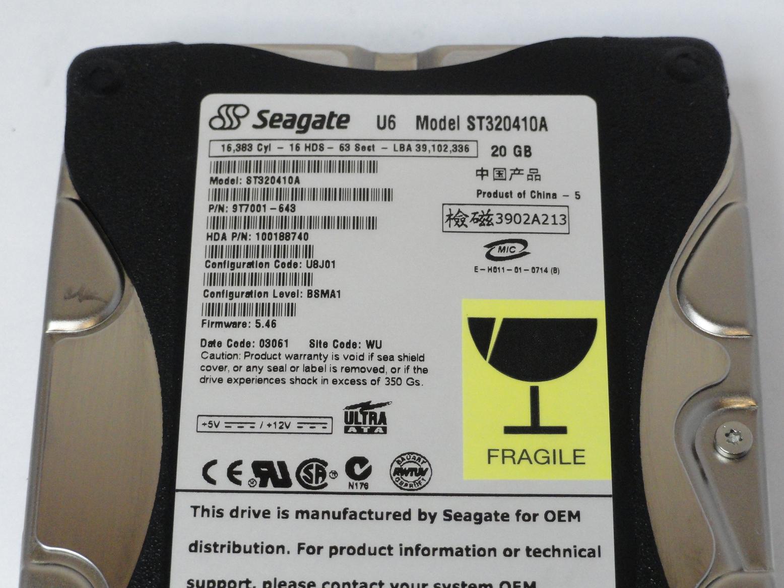 PR06334_9T7001-643_Seagate 20GB IDE 5400rpm 3.5in HDD - Image3