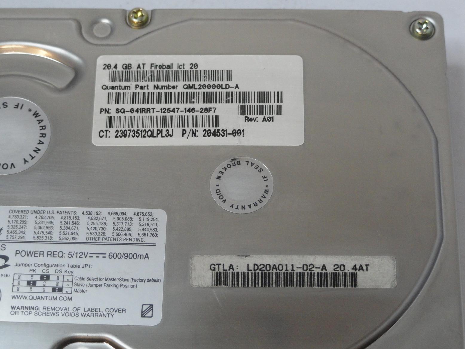 PR11756_LD20A011_Quantum Dell Compaq 20GB IDE 5400rpm 3.5in HDD - Image3