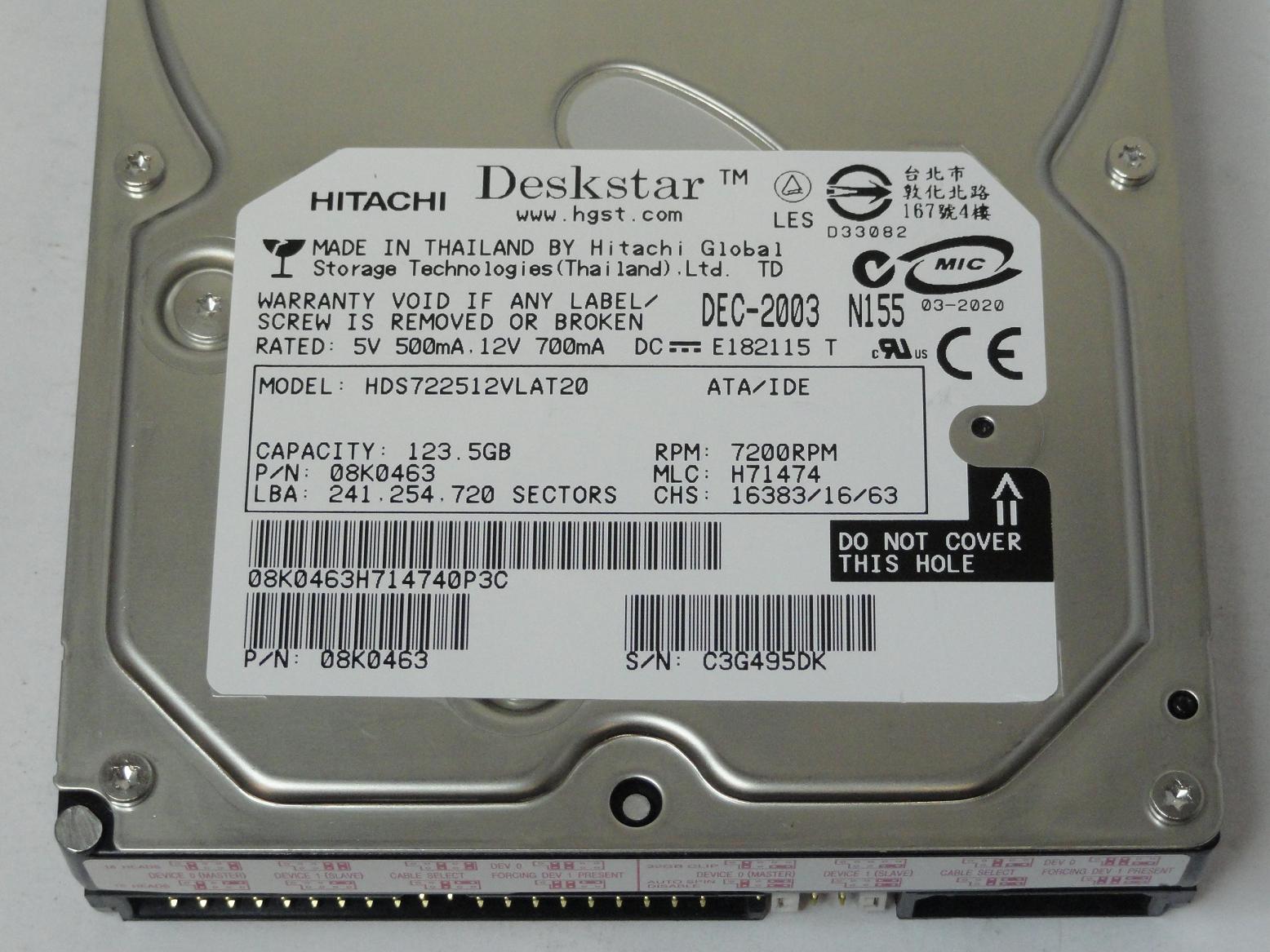 PR15857_08K0463_Hitachi 123.5GB IDE 7200rpm 3.5in HDD - Image3