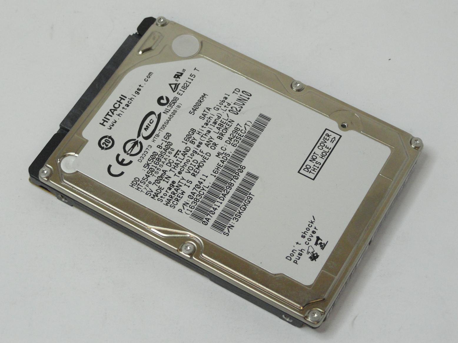 0A70411 - Hitachi 160GB SATA 5400rpm 2.5in HDD - USED