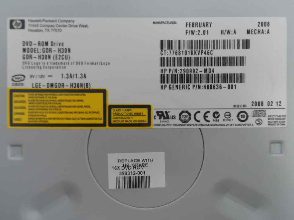 PR13157_399312-001_HP GDR-H30N 16 x DVD Rom Drive IDE Black - Image5
