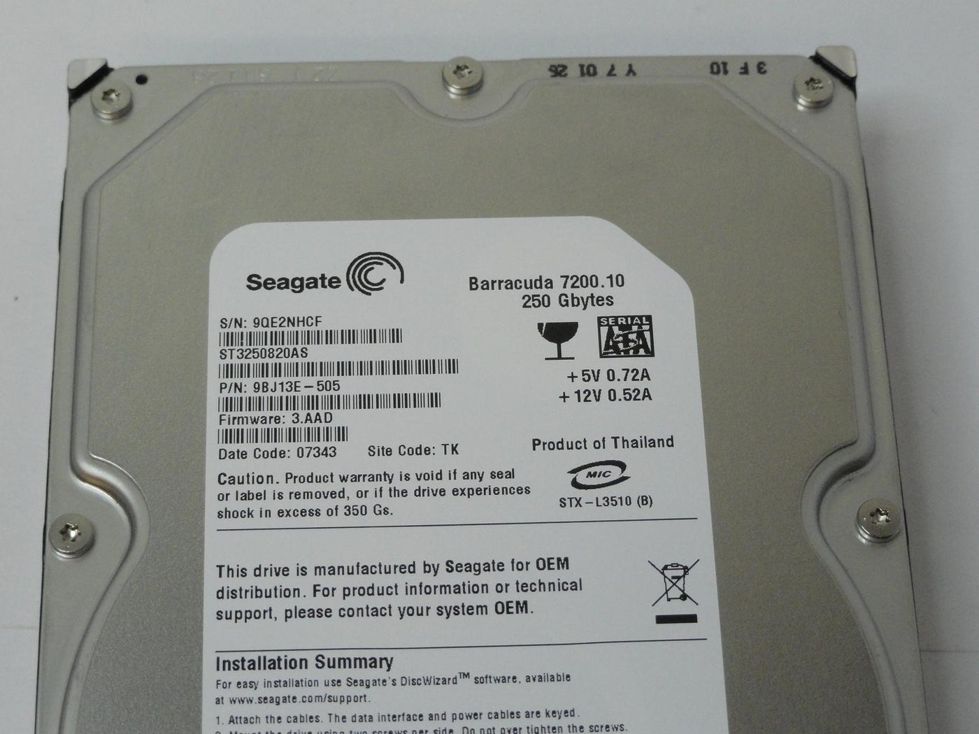 PR10931_9BJ13E-505_Seagate 250GB SATA 7200rpm 3.5in HDD - Image3