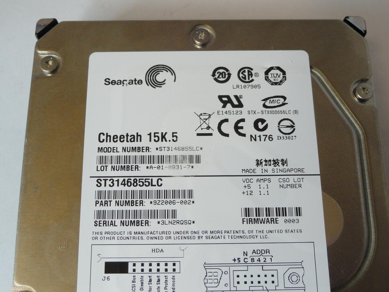 PR11636_9Z2006-002_Seagate 146.8Gb SCSI 80 Pin 15Krpm 3.5in HDD - Image3
