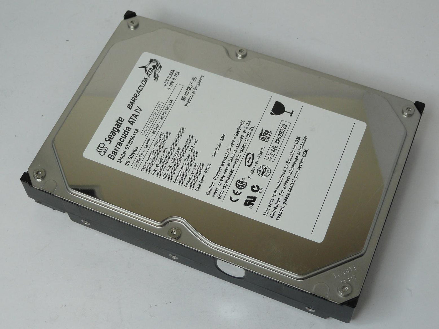 9T6004-001 - Seagate 20GB IDE 7200rpm 3.5in Barracuda ATA IV HDD - USED