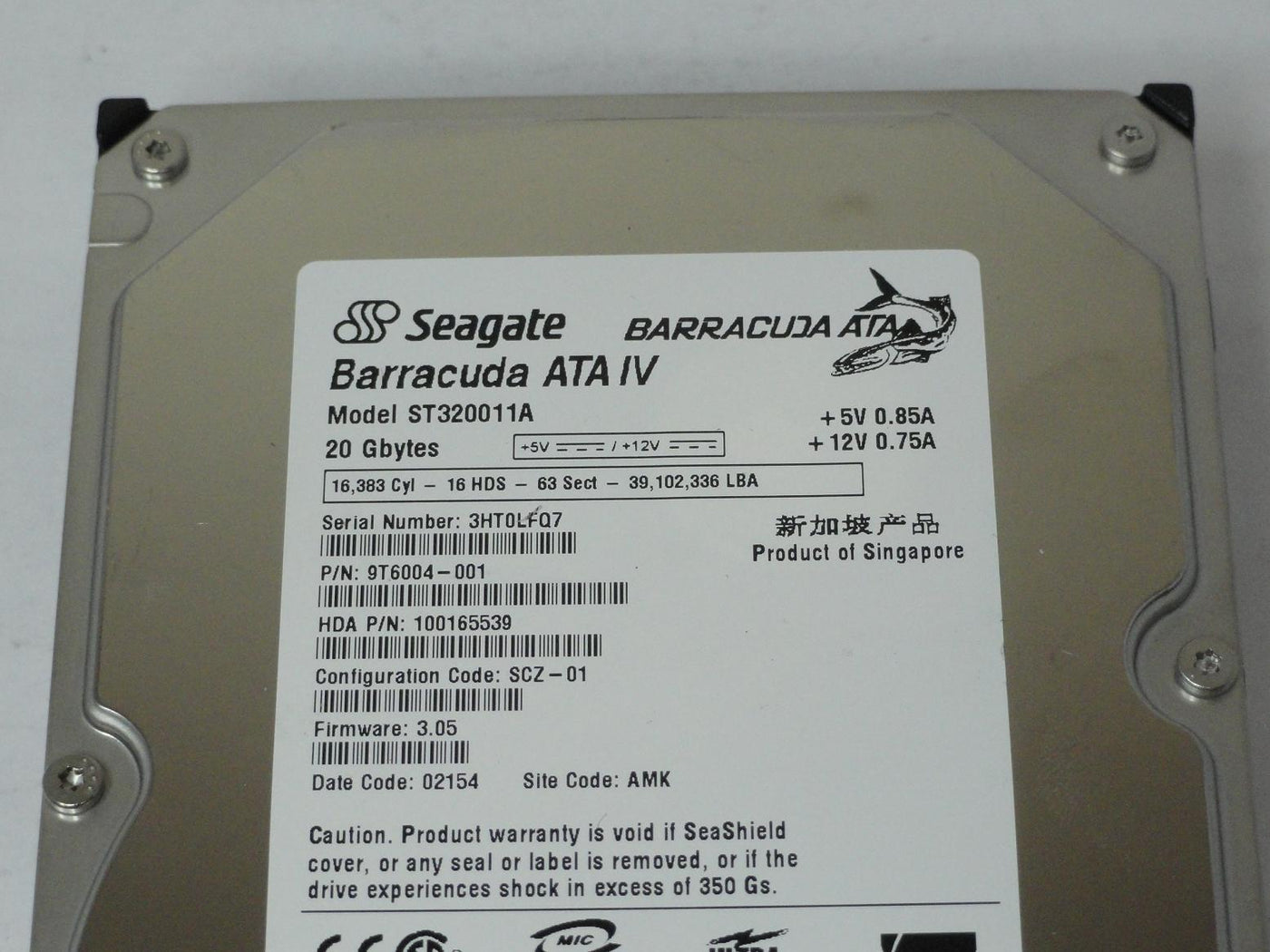 PR12980_9T6004-001_Seagate 20GB IDE 7200rpm 3.5in HDD - Image3