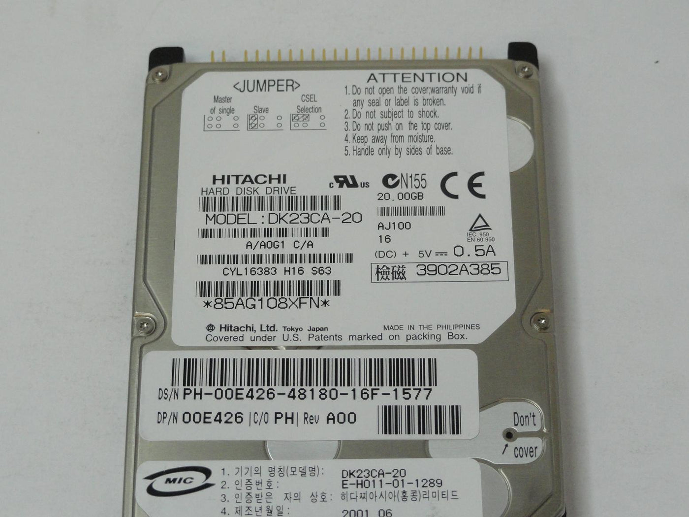 PR11588_DK23CA-20_Dell/Hitachi 15.1Gb IDE 2.5" 4200rpm - Image2