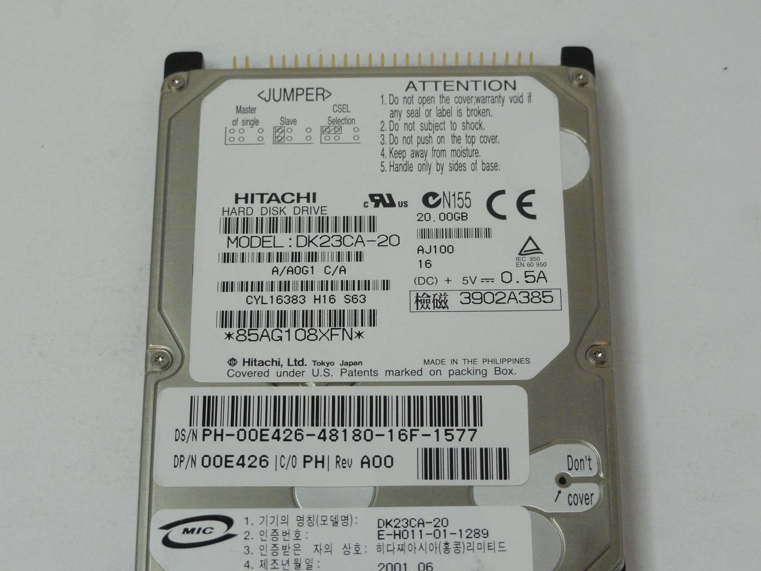 PR11588_DK23CA-20_Dell/Hitachi 15.1Gb IDE 2.5" 4200rpm - Image2