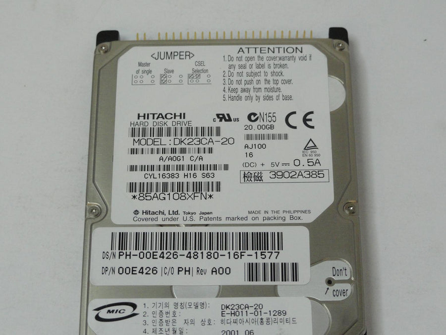 PR11588_DK23CA-20_Dell/Hitachi 15.1Gb IDE 2.5" 4200rpm - Image2