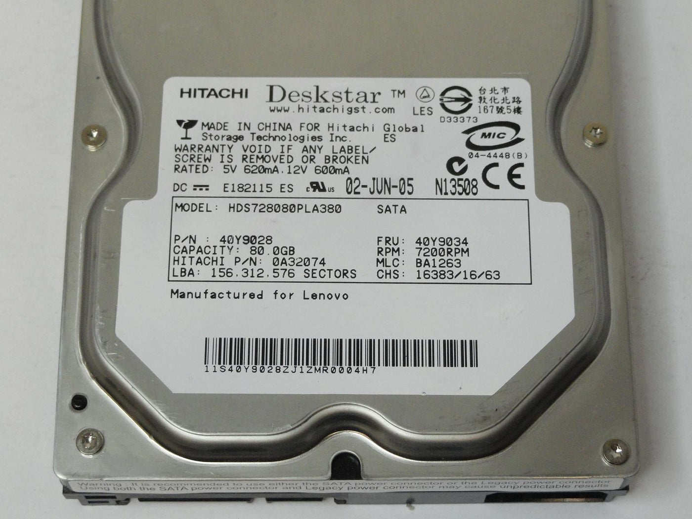 PR11614_0A32074_Hitachi Lenovo 80GB SATA 7200rpm 3.5in HDD - Image3