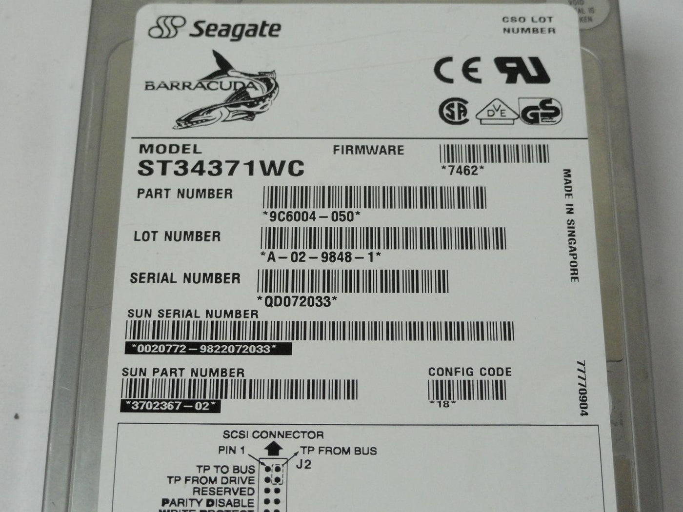 PR22520_9C6004-050_Seagate Sun 4.3GB SCSI 80 Pin 7200rpm 3.5in HDD - Image3