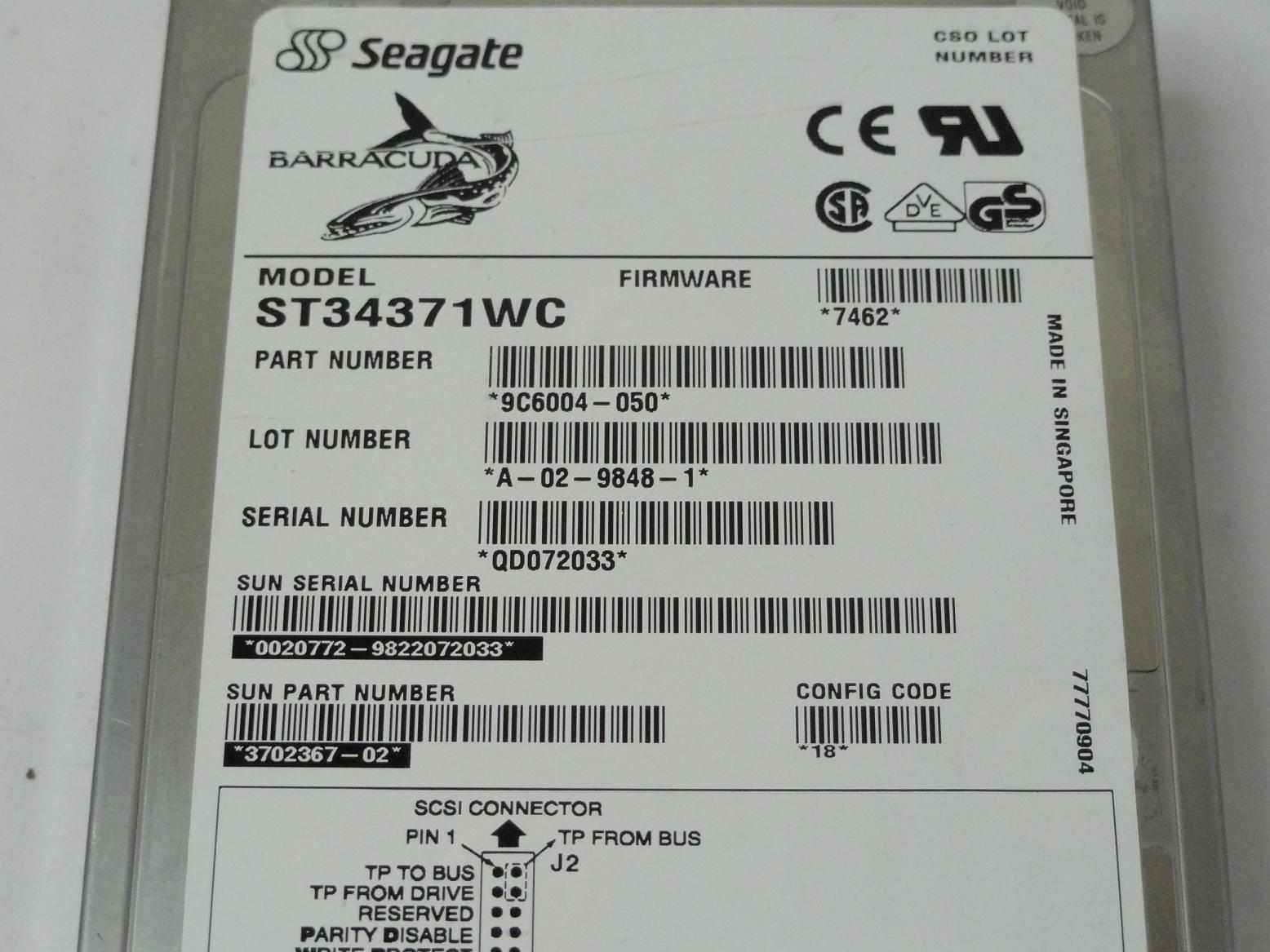 PR22520_9C6004-050_Seagate Sun 4.3GB SCSI 80 Pin 7200rpm 3.5in HDD - Image3