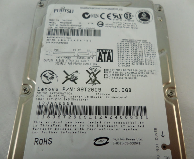 PR12021_CA06672-B202000B_Fujitsu SATA 150 60GB 5400rpm 2.5" HDD - Image2