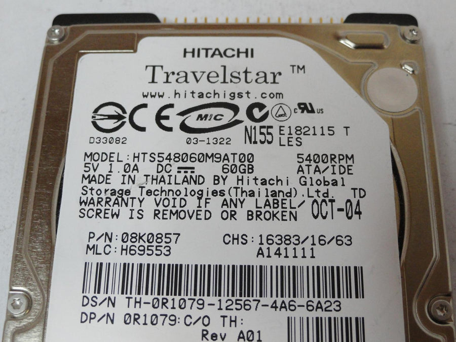 PR23972_08K0857_Hitachi Dell 60GB IDE 5400rpm 2.5in HDD - Image2