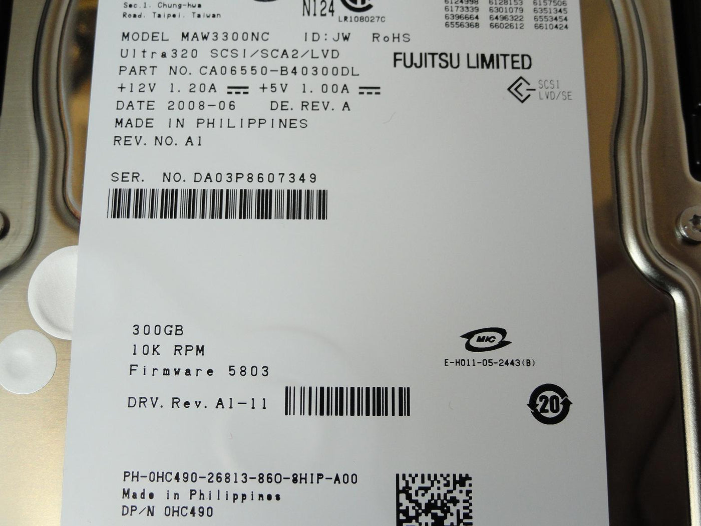 PR12220_MAW3300NC_Fujitsu Dell 300GB SCSI 80Pin 10Krpm 3.5in HDD - Image3
