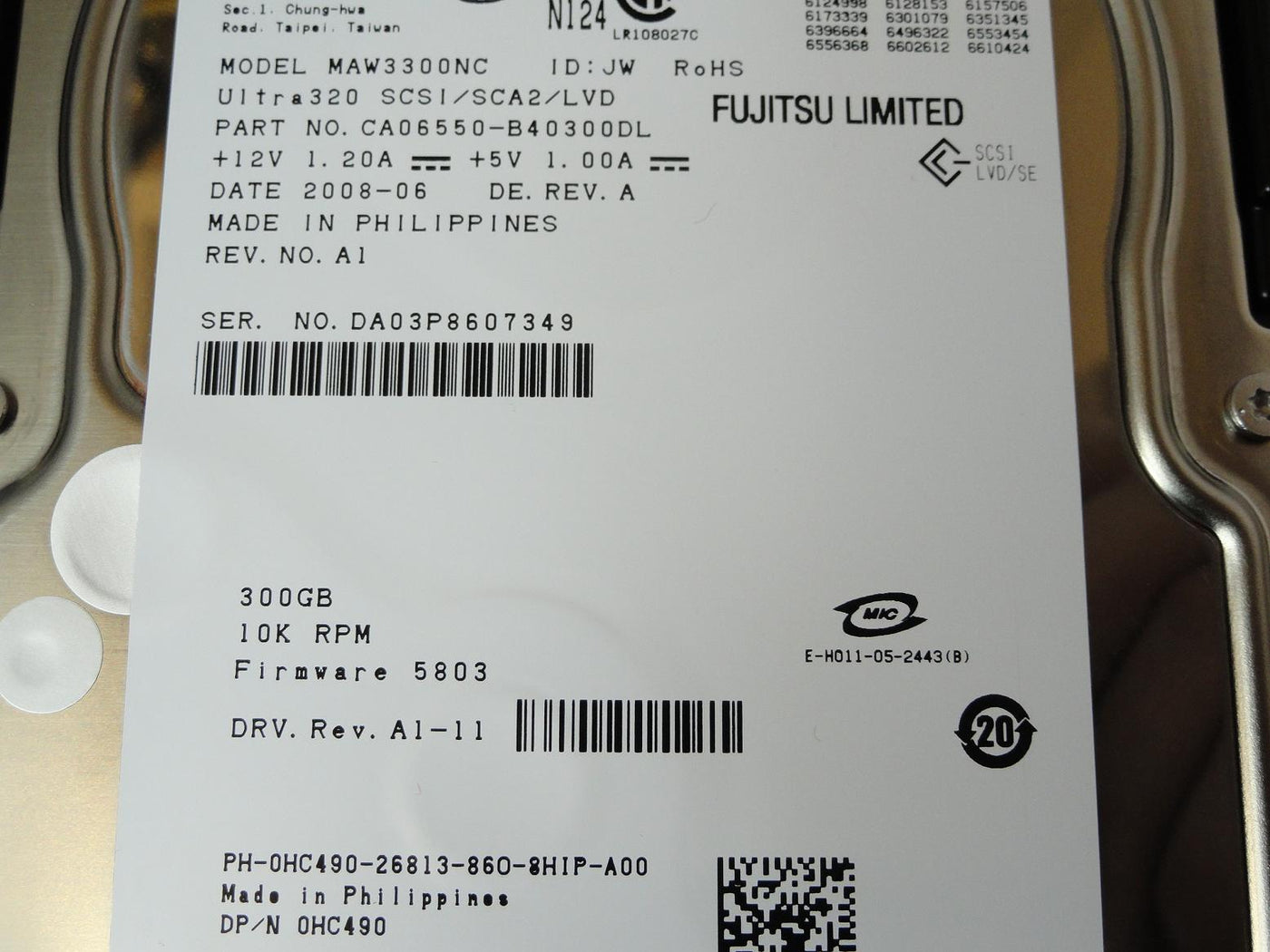 PR23148_MAW3300NC_Fujitsu Dell 300GB SCSI 80Pin 10Krpm 3.5in HDD - Image3
