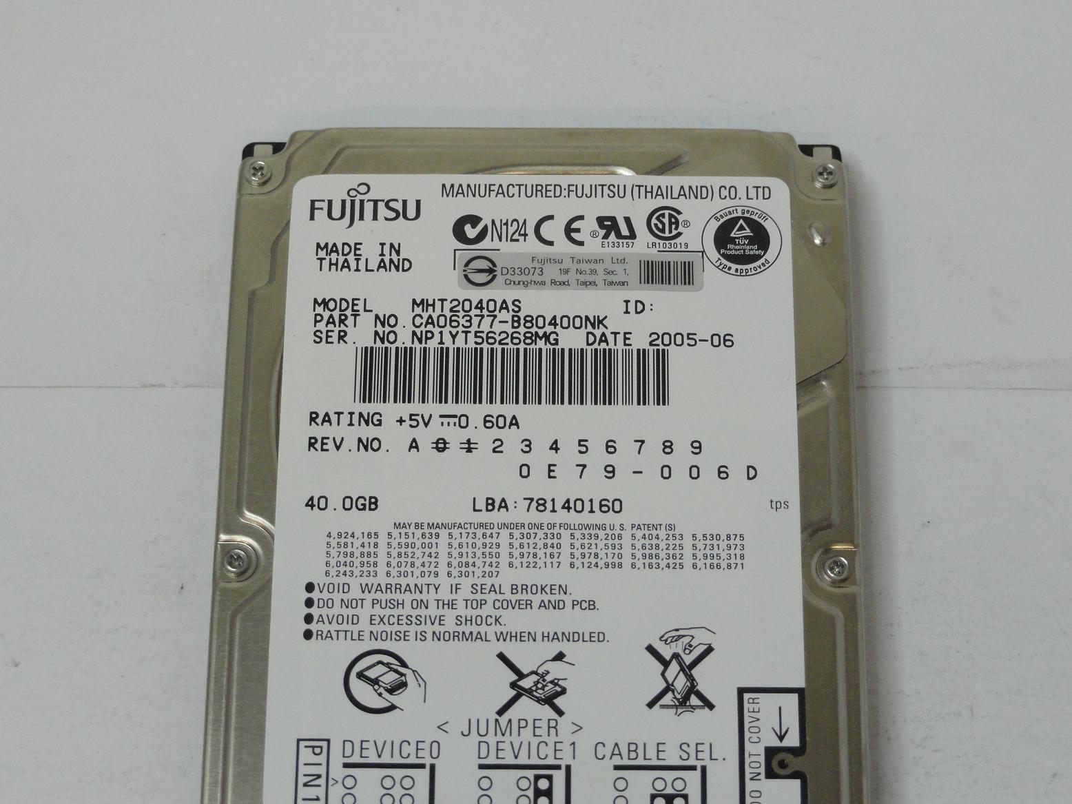 PR12541_CA06377-B80400NK_Fujitsu 40GB IDE 5400rpm 2.5in HDD - Image3