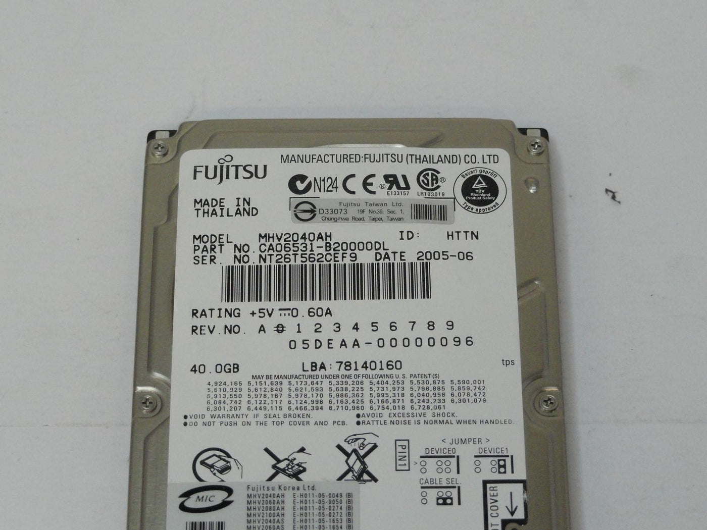 PR14583_CA06531-B20000DL_Fujitsu 40GB IDE 5400rpm 2.5in HDD - Image3