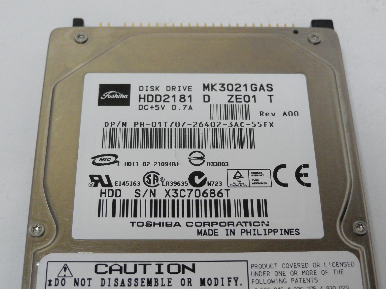 PR12556_HDD2181_Toshiba Dell 30GB IDE 4200rpm 2.5in HDD - Image3