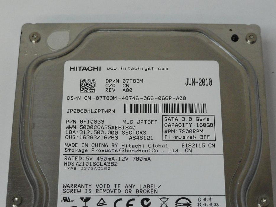 PR14655_0F10833_Hitachi Dell 160GB SATA 7200rpm 3.5in HDD - Image2