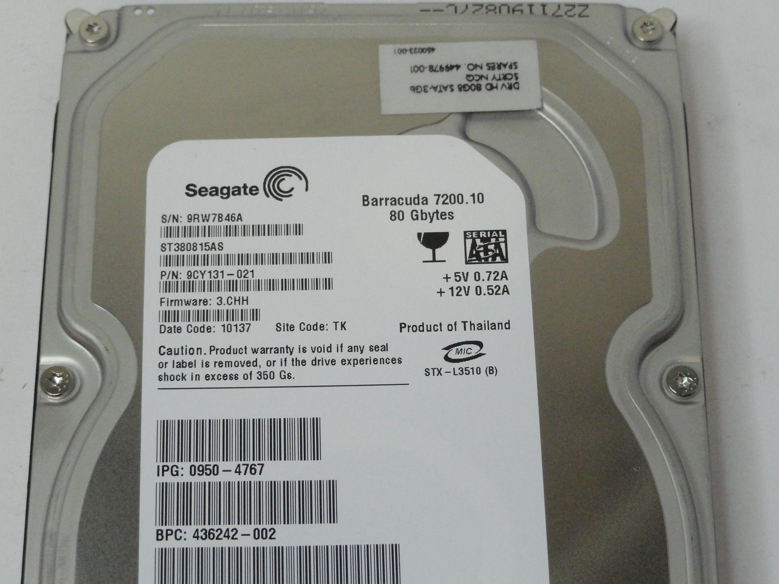 PR24753_9CY131-021_Seagate HP 80GB SATA 7200rpm 3.5in HDD - Image3