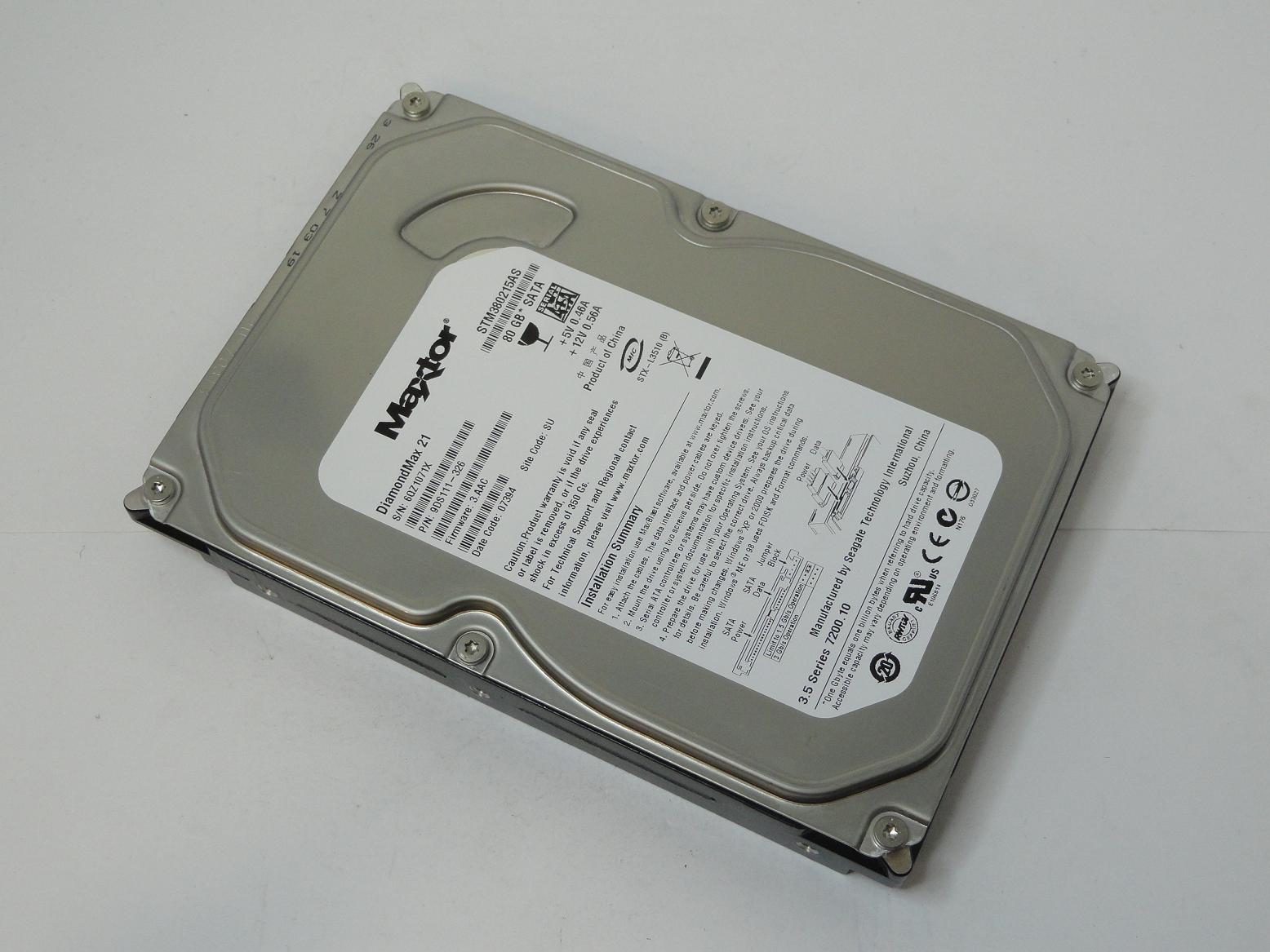 9DS111-326 - Maxtor 80GB SATA 7200rpm 3.5in HDD - Refurbished
