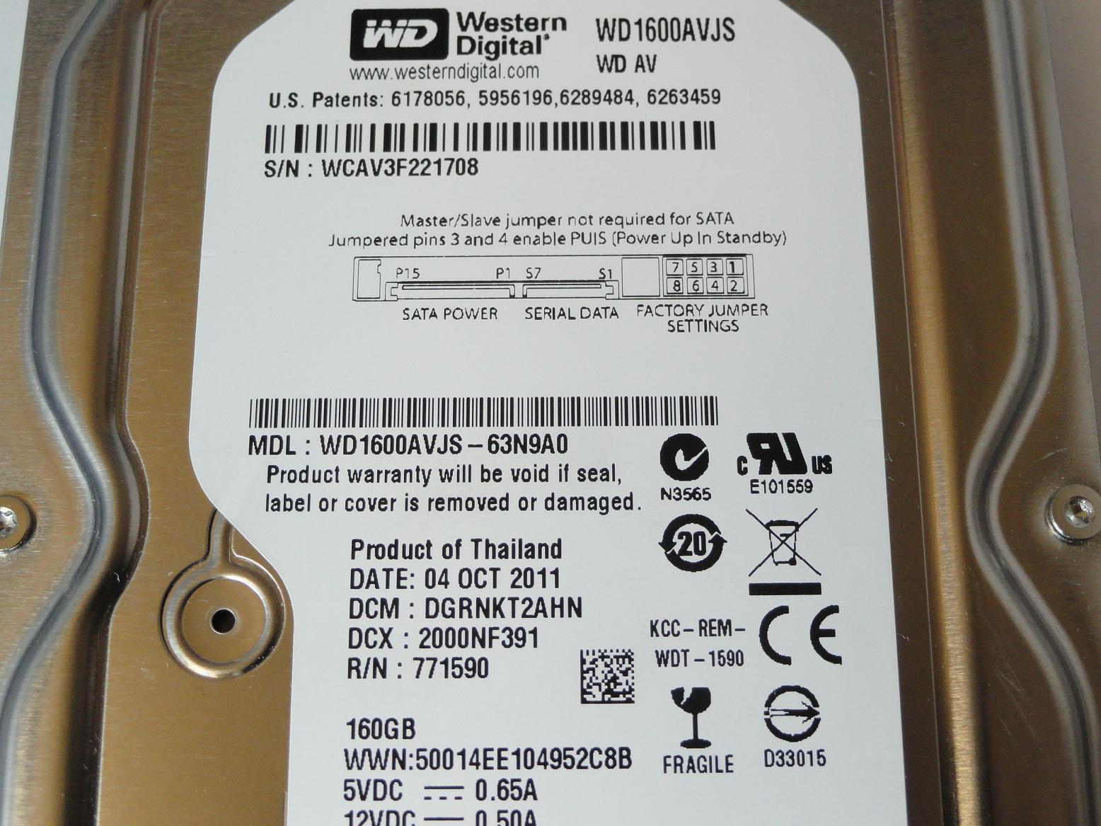 PR04861_WD1600AAJS-00B4A0_Western Digital 160GB SATA 7200rpm 3.5in HDD - Image8