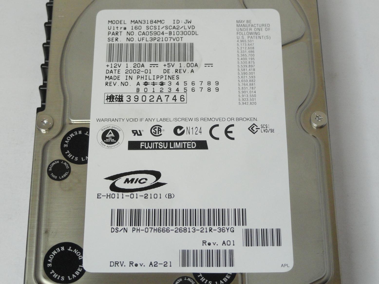 PR13003_CA05904-B10300DL_Fujitsu Dell 18.2GB SCSCI 80 Pin 10Krpm 3.5in HDD - Image3