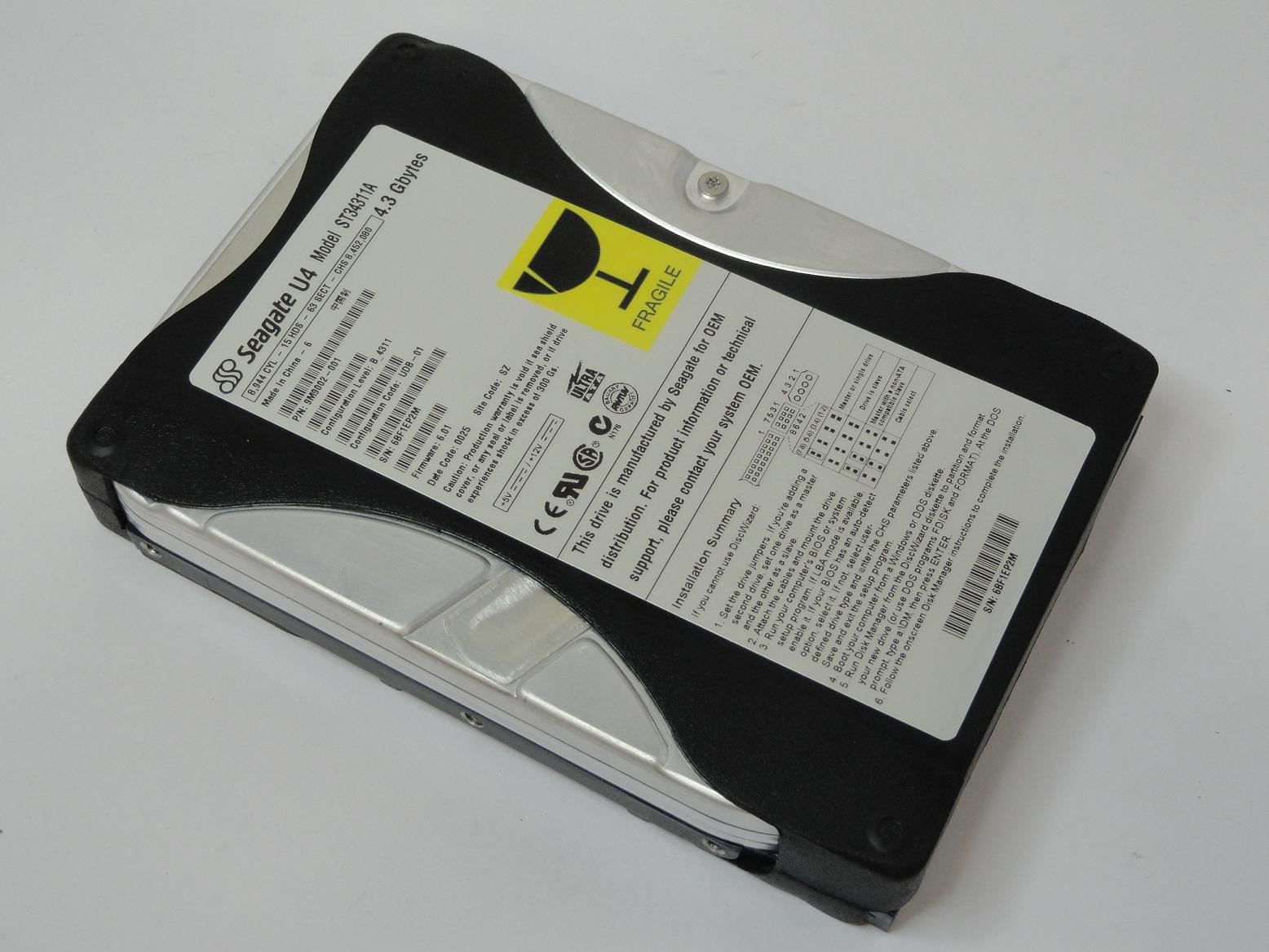 9M9002-001 - Seagate 4.3GB IDE 5400rpm 3.5in U Series 4 HDD - Refurbished
