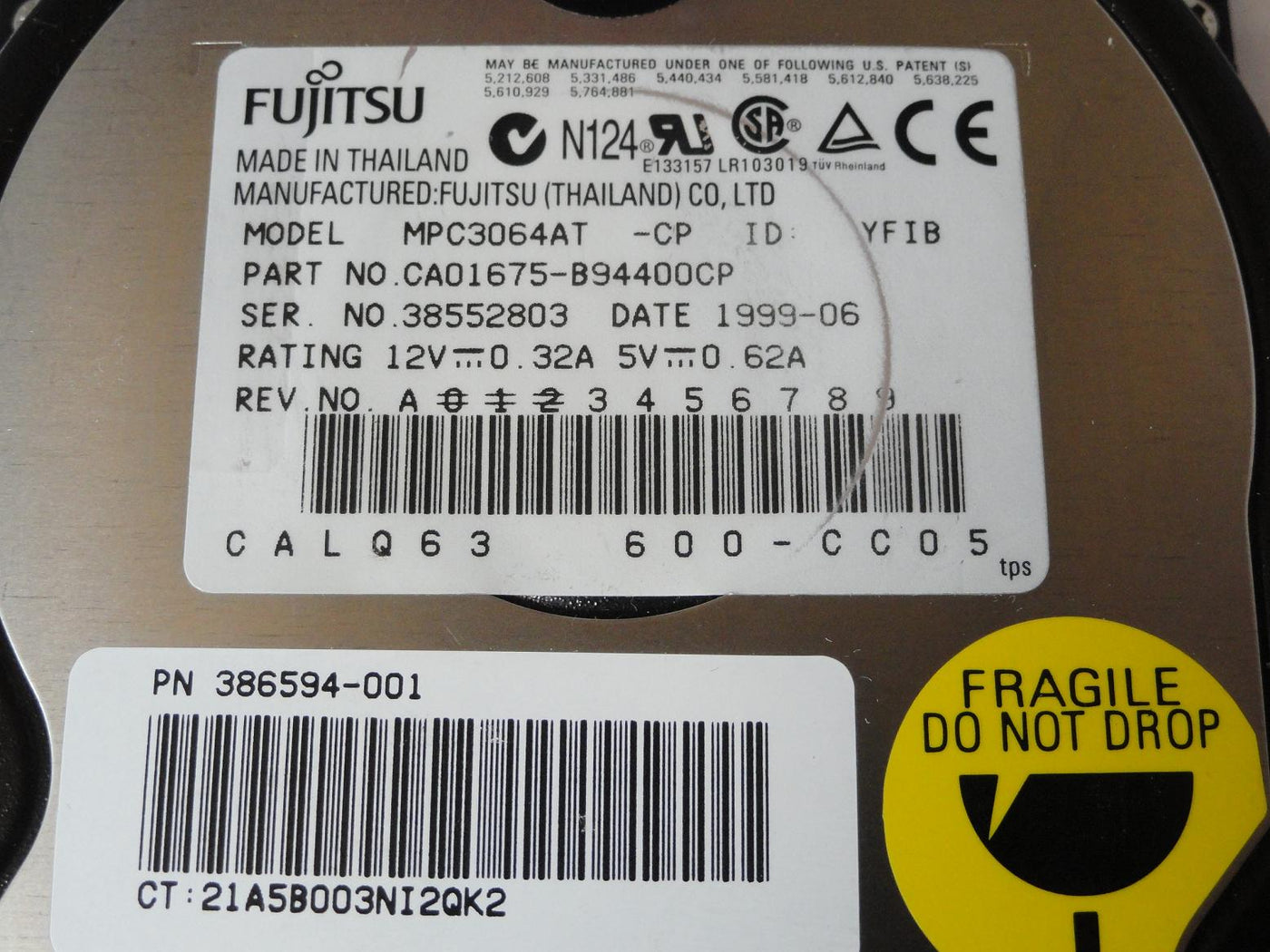 PR19587_CA01675-B94400CP_Fujitsu HP 6.4GB IDE 5400rpm HDD - Image3