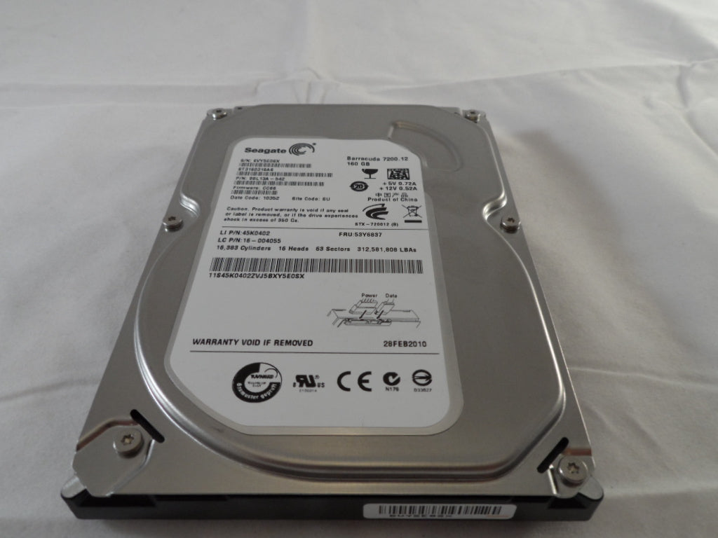 9CY112-510 - Seagate 160Gb SATA 3.5" 7200rpm HDD  - Refurbished