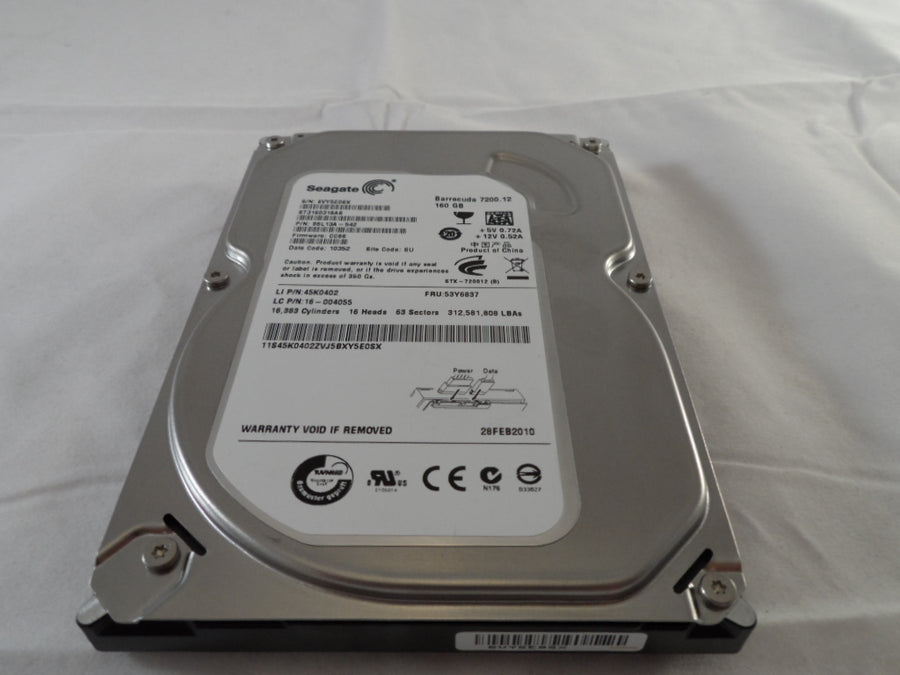 9CY112-510 - Seagate 160Gb SATA 3.5" 7200rpm HDD  - Refurbished