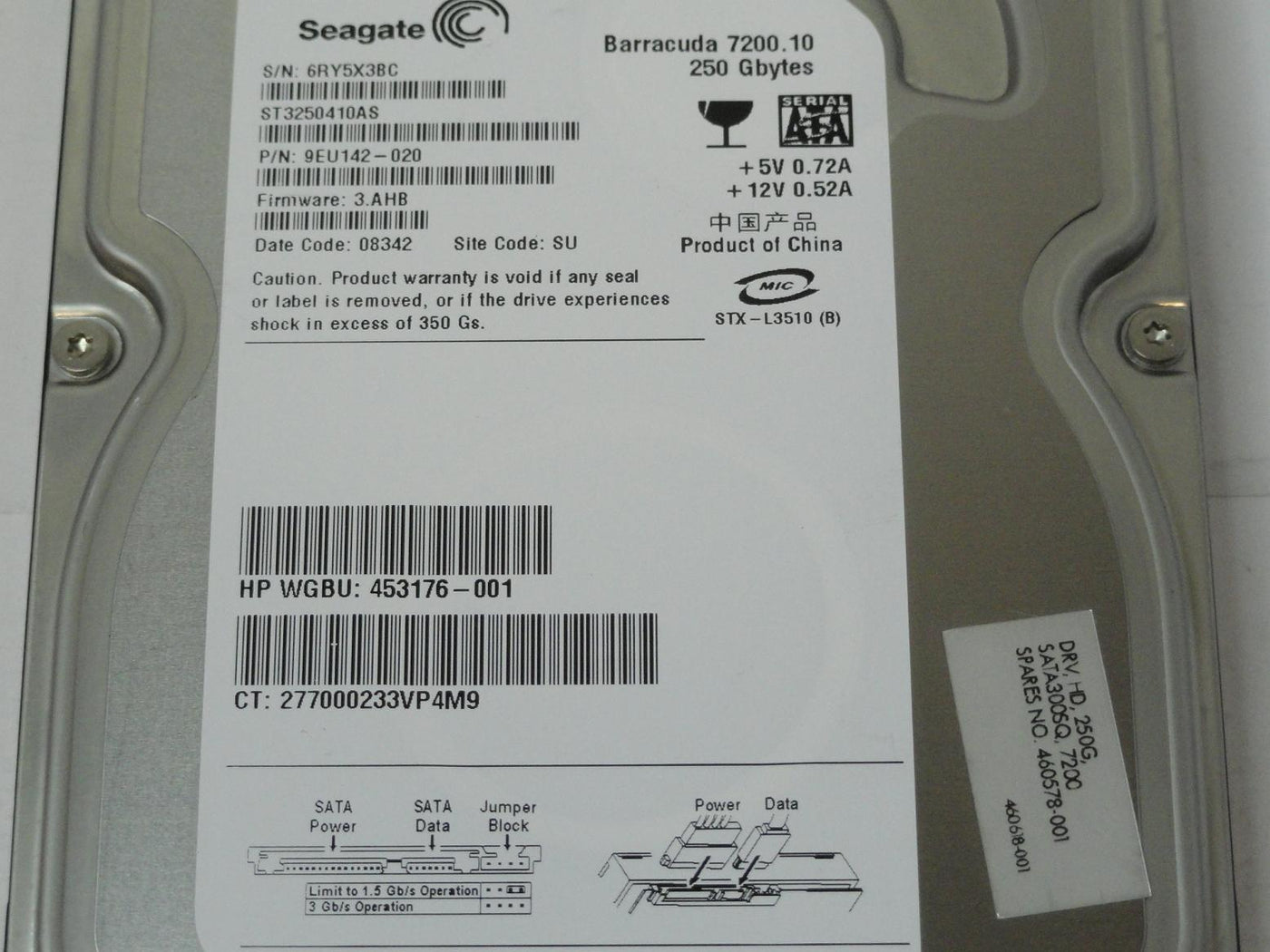 PR13330_9EU142-020_Seagate HP 250GB SATA 7200rpm 3.5in HDD - Image3