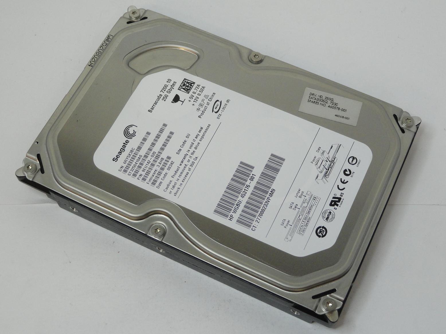 9EU142-020 - Seagate HP 250GB SATA 7200rpm 3.5in HDD - Refurbished