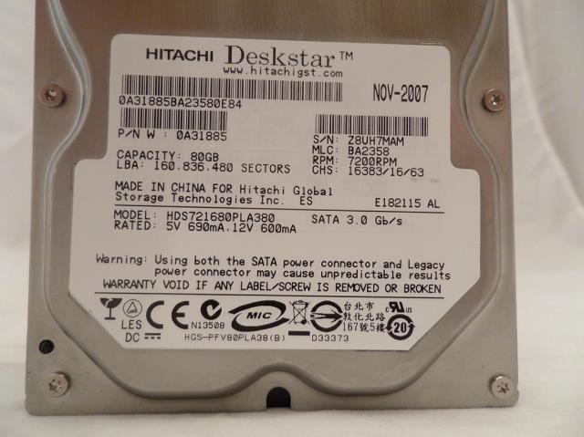 PR14570_0A31885_Hitachi Deskstar 80Gb SATA 3.5" 7200Rpm HDD - Image3