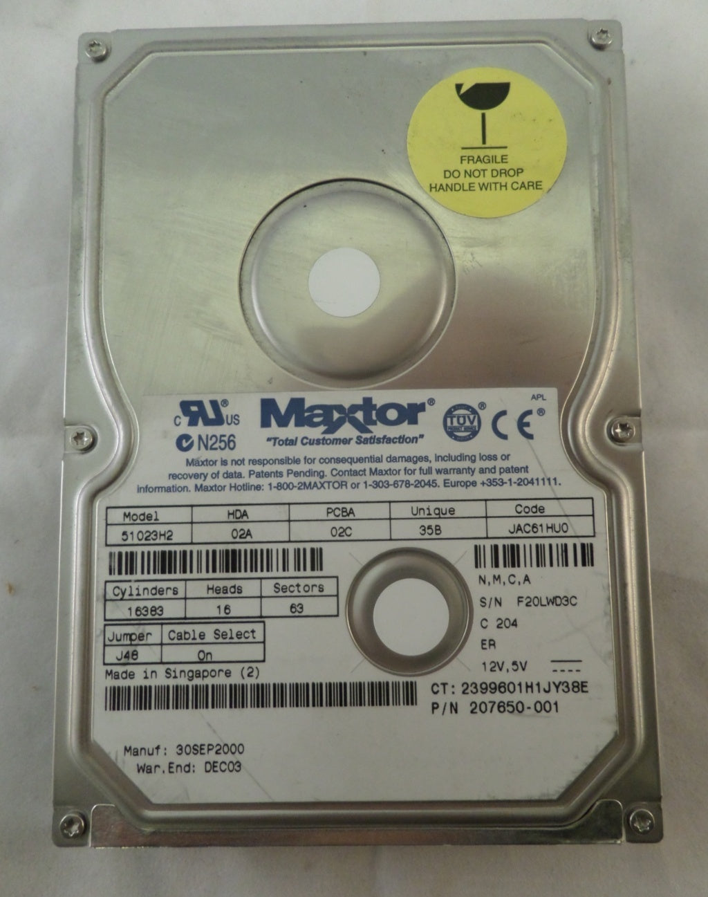 MC1637_51023H2_Maxtor 10gb 7200rpm 3.5" IDE HDD - Image2