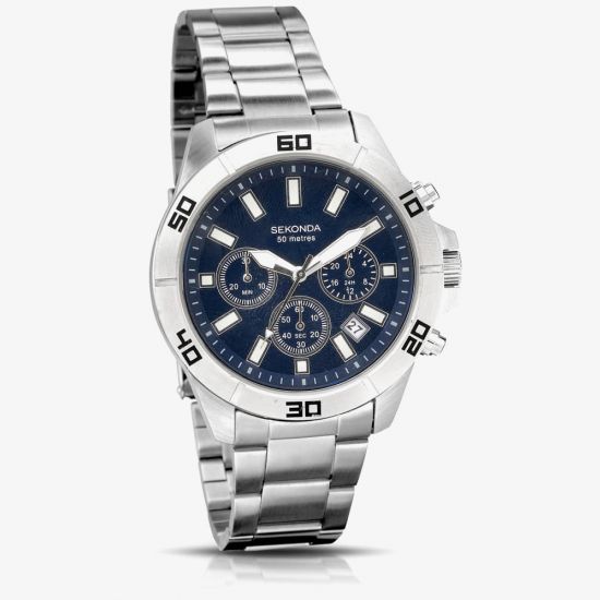 Sekonda Mens Stainless Steel Wristwatch with Chronograph and Date Display 1218