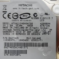 PR15207_0A27465_Hitachi 40Gb IDE 4200rpm 2.5in HDD - Image2