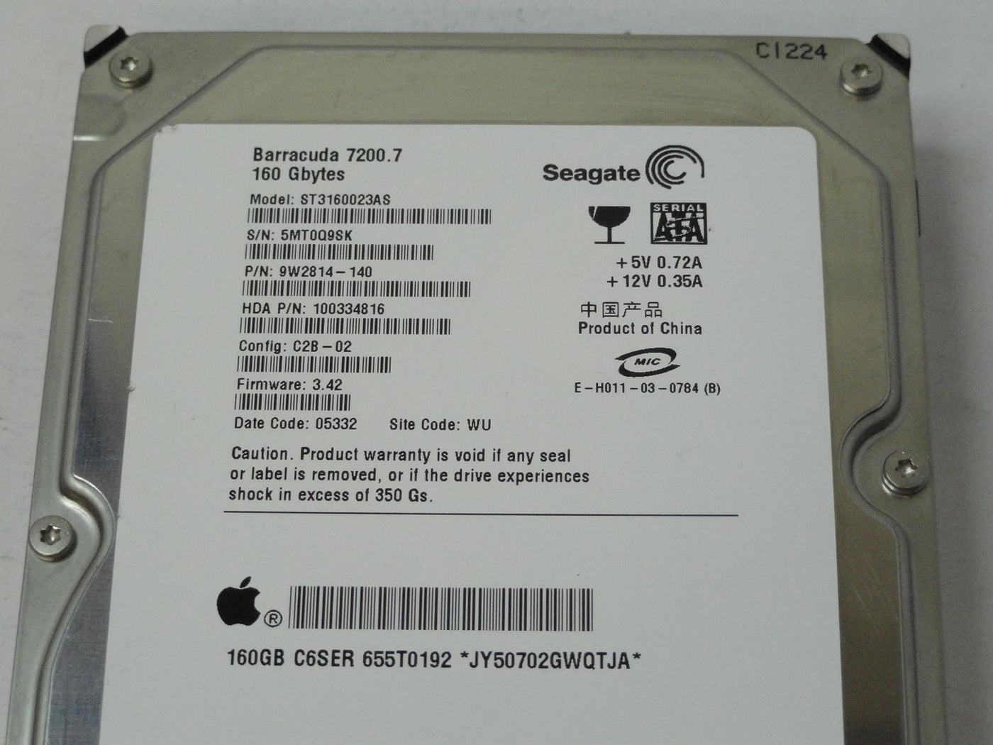 PR15002_9W2814-140_Seagate Apple 160GB SATA 7200rpm 3.5in HDD - Image3