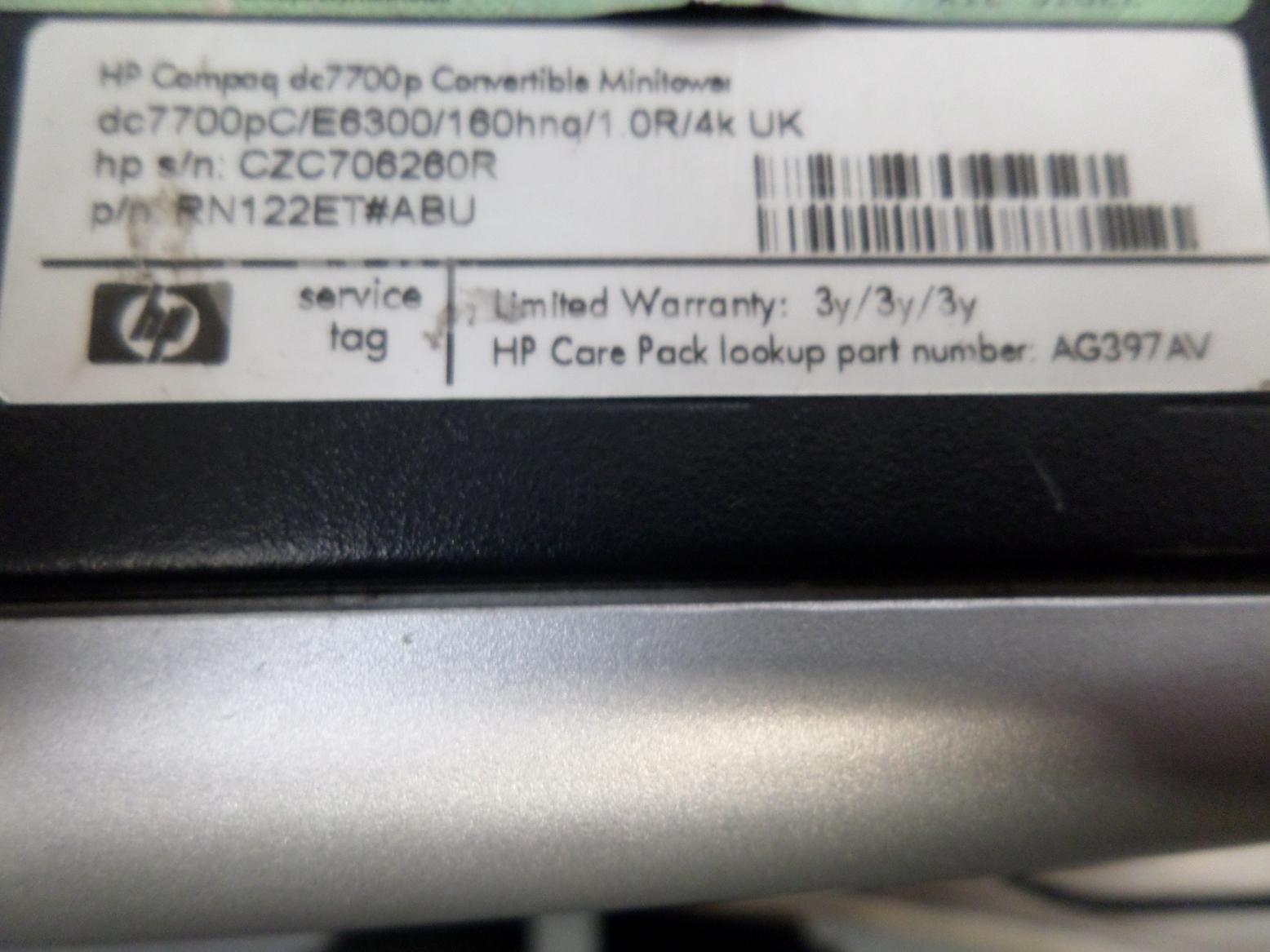 PR15214_DC7700_HP Compaq dc7700 Intel Core 2  1.86GHz  160Gb HDD - Image2