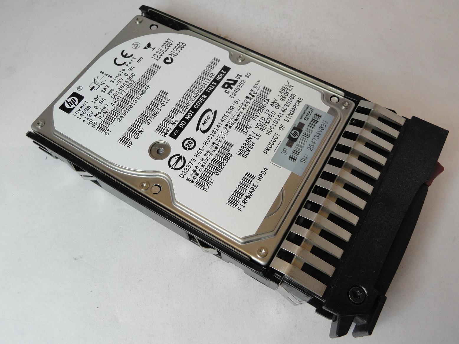 0B22380 - Hitachi HP 146GB SAS 10Krpm 2.5in HDD in Caddy - USED
