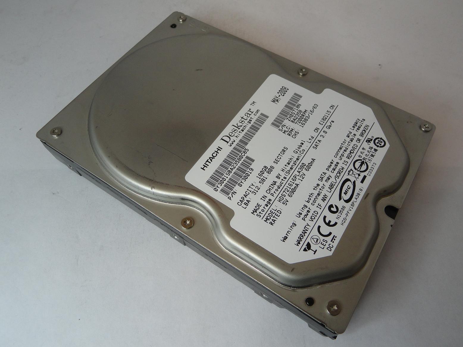 0Y30019 - Hitachi 160GB SATA 7200rpm 3.5in HDD - Refurbished