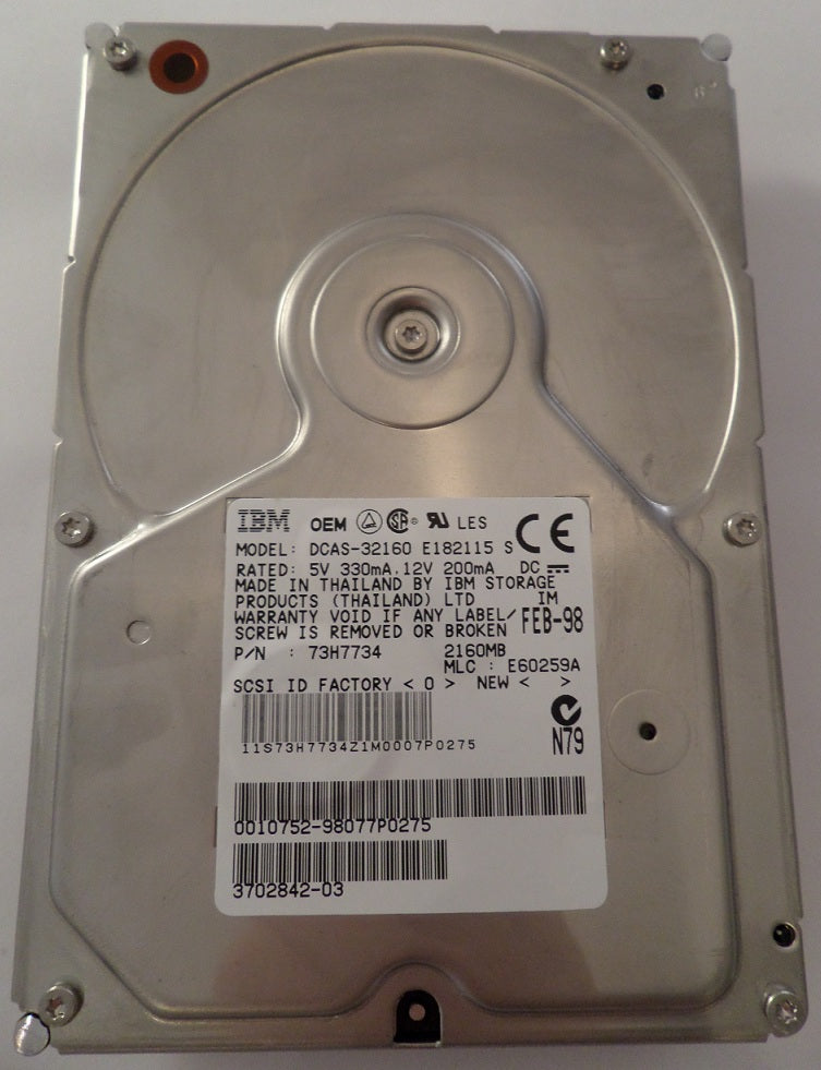 73H7734 - Sun / IBM 2.1GB SCSI 80 Pin 7200rpm 3.5" HDD - Refurbished