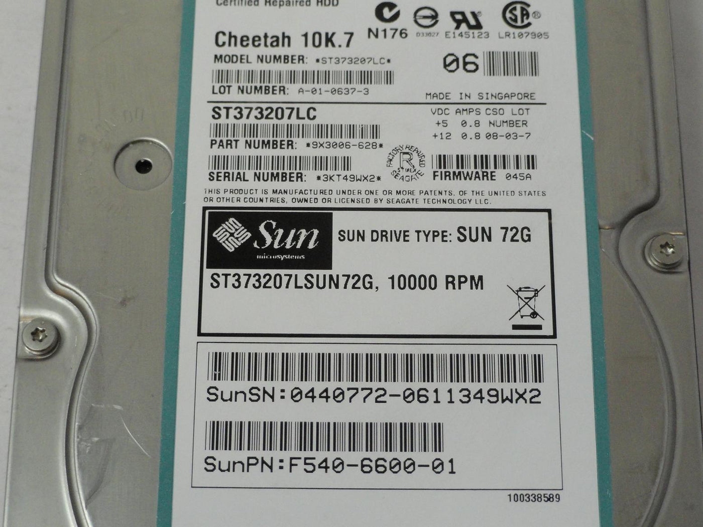 PR17543_9X3006-628_Seagate Sun 73GB SCSI 80 Pin 10Krpm 3.5in HDD - Image3