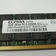 PC2-3200R-333-12-J0 - Elpida 2GB 240p PC2-3200 CL3 36c 128x4 DDR2-400 2Rx4 1.8V ECC RDIMM (dual-rank) memory module - Refurbished