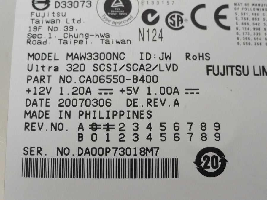 CA06550-B400 - Fujitsu 300Gb SCSI 80 Pin Ultra 320 10Krpm 3.5in HDD - Refurbished