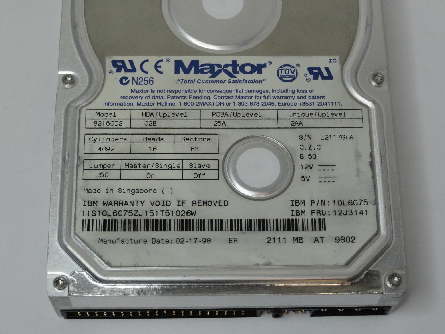 MC1917_82160D2_Maxtor IBM 2.1GB IDE 5200rpm 3.5in HDD - Image3