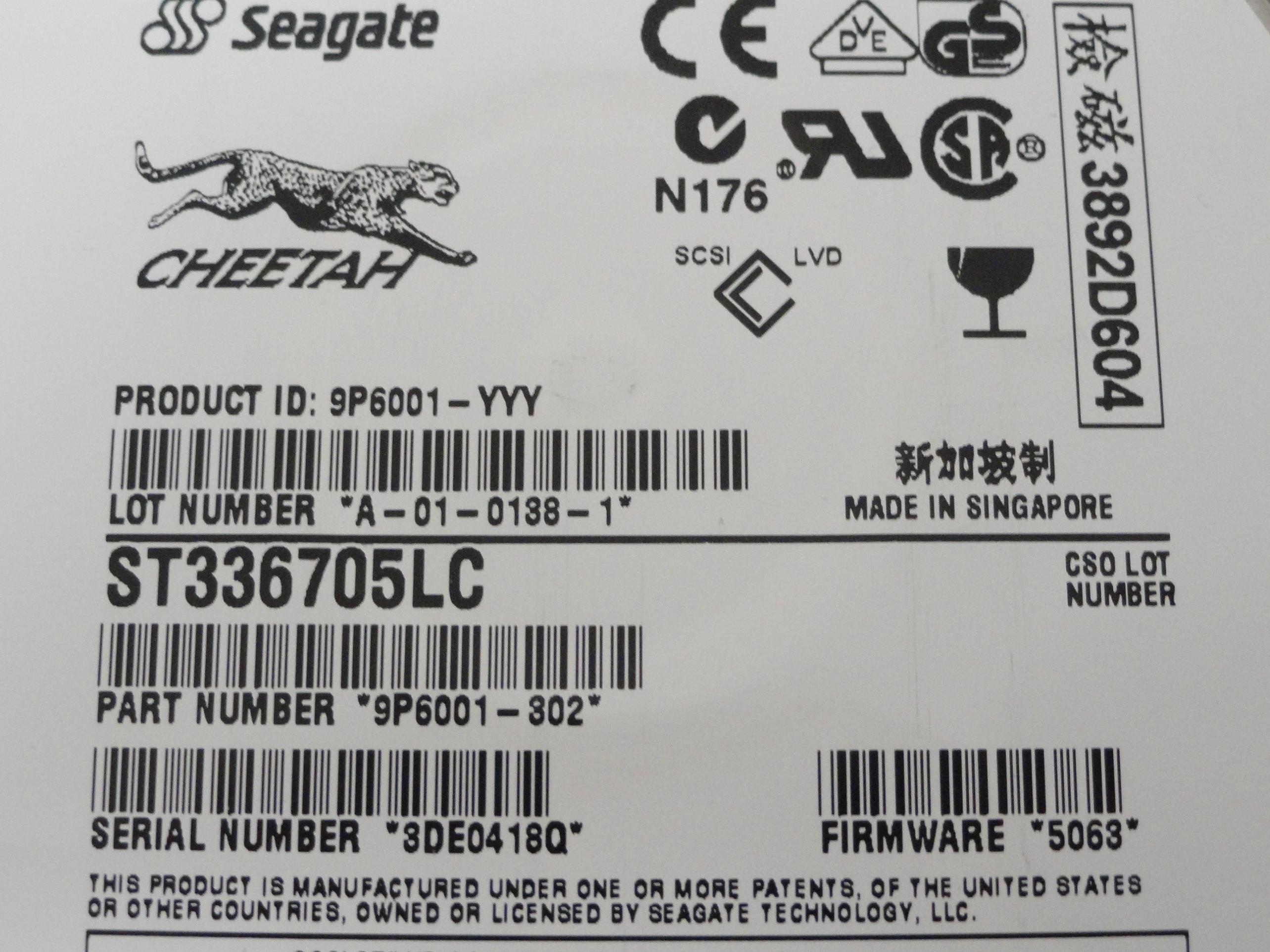 PR22777_9P6001-302_Seagate 36Gb SCSI 80 Pin 10Krpm 3.5in HDD - Image2